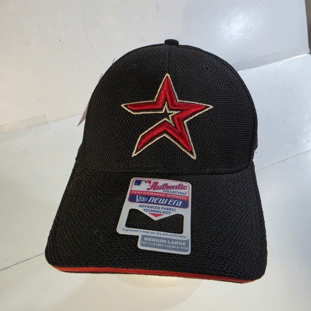 New Era Houston Astros Hat MLB Authentic Collection 39THIRTY Black M/L Cap